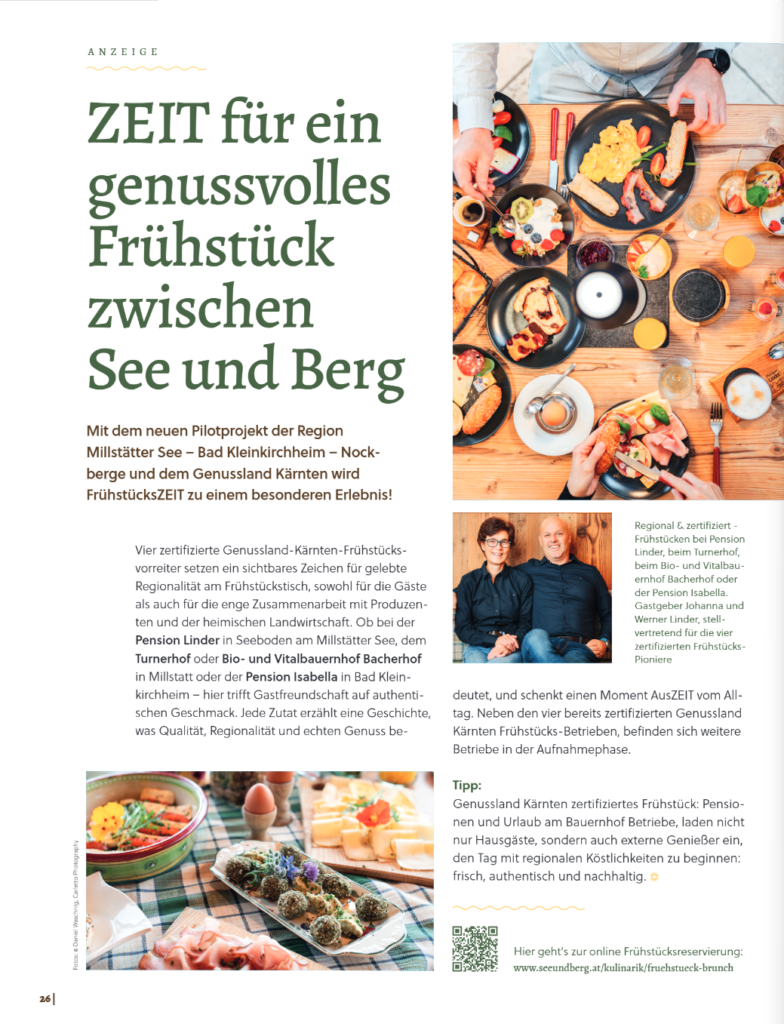 Unser Beitrag auf Seite 26 des erLeben Magazins. ZEIT für Genussfrühstück.