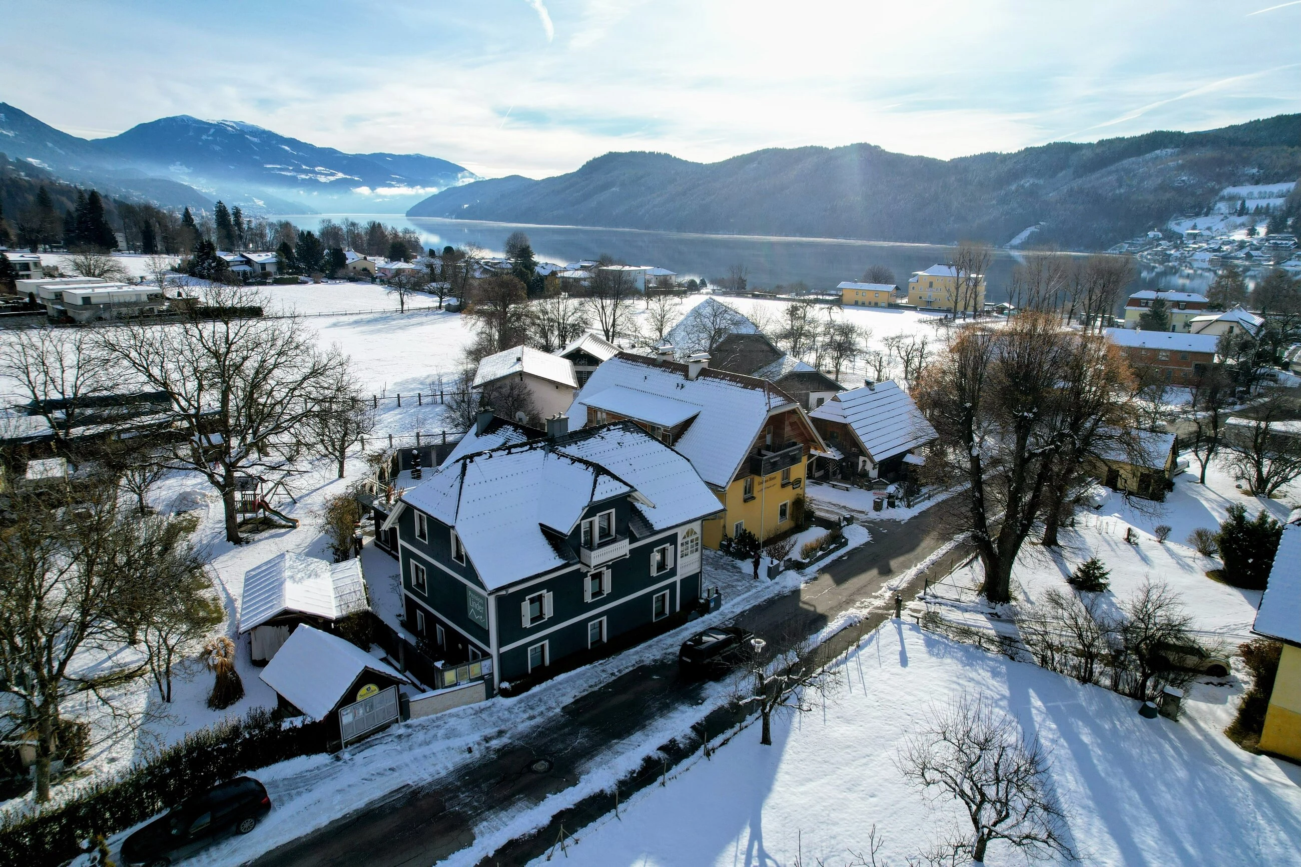 Pension Linder von außen im Winter